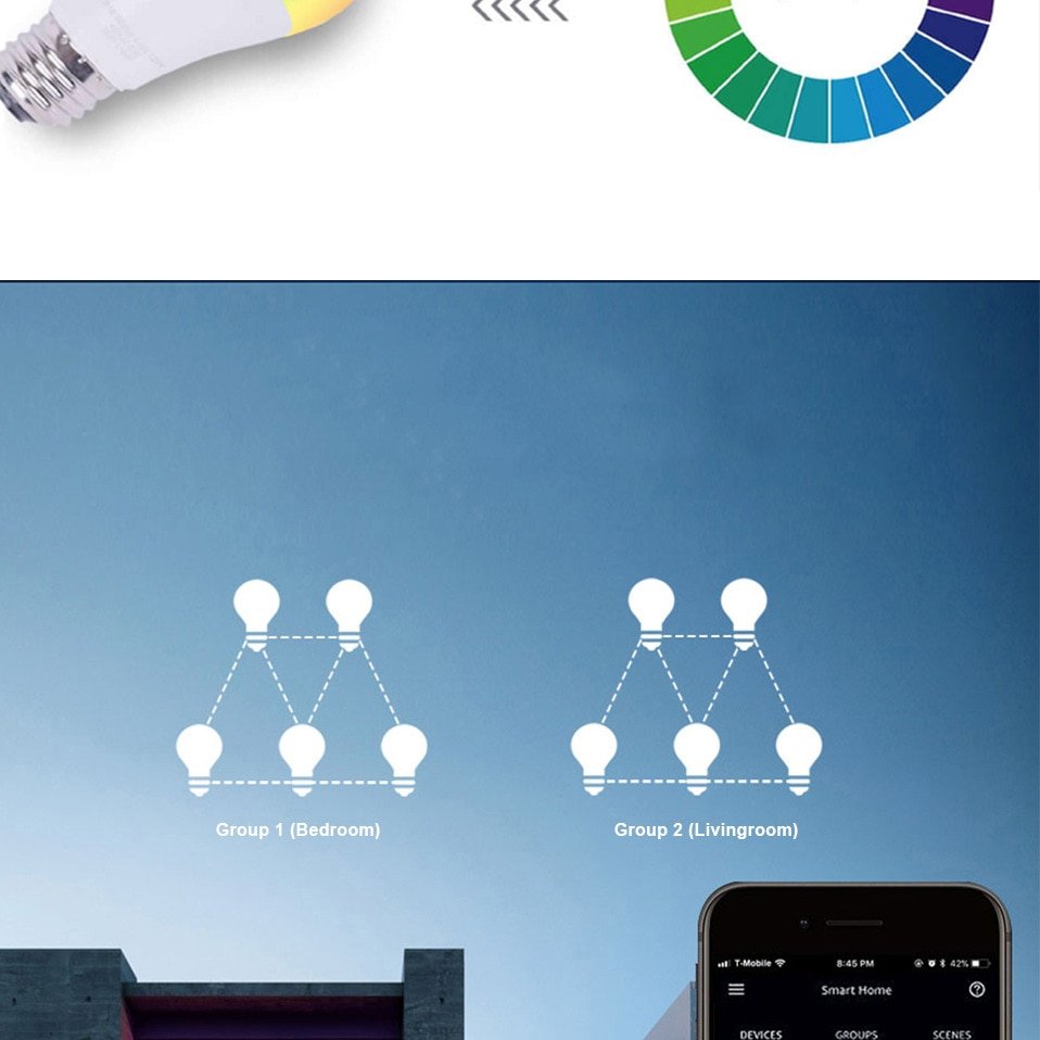 LED Bulb with Smart Life APP, Voice Control for Google Home, Alexa